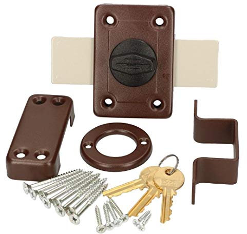 KOTARBAU® Cerradura atornillable de 140 mm, cerradura de estado, cerradura de puerta, cerradura de perfil cílidner, cerradura adicional para puerta de garaje, cerradura de puerta marrón Top