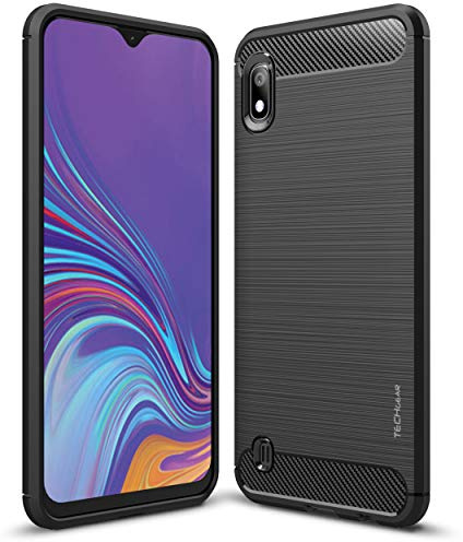 TECHGEAR Compatible with Samsung Galaxy A10 Case [Stealth Case] Flexible, Shockproof, Ultra Slim, Soft TPU Protective Shell Cover with Carbon Fibre Detailing for Samsung Galaxy A10