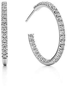 Brandlinger ® Ohrringe Silber 925. Creolen gold und silber mit weißen Zirkonia funkelnd. Schmuck Damen vergoldet mit 18 Karat für Frauen und Mädchen. Durchmesser der Creolen: 24,5mm