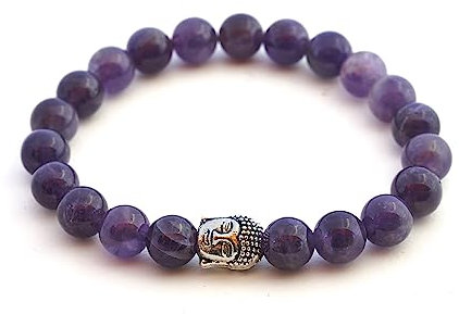 BERGERLIN Amethyst Armband echt mit Naturstein Perlen - Buddha Armband