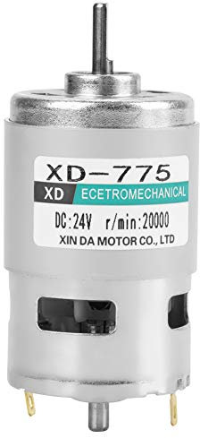 Gleichstrommotor, XD-775 12V / 24V geräuscharmer Doppelkugellagermotor für Tischbohrmaschine, Zuckerwatte-Maschine, kleine Drehmaschine, Präzisionsmaschine für Batterieautos(24V 20000rpm)
