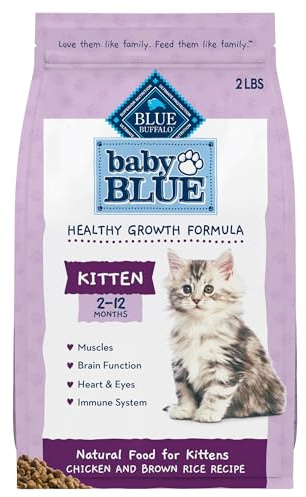 Blue Buffalo Baby Blue Natural Kitten Dry Cat Food, Healthy Growth Formula with DHA, Chicken and Brown Rice Recipe, 2-lb Bag