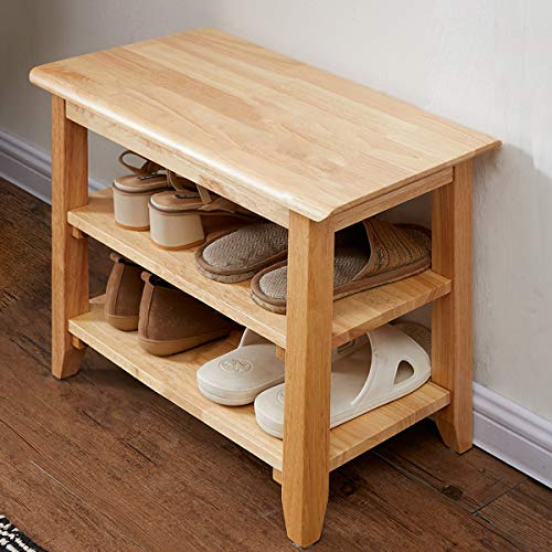 XKZG Storage Bench Wooden Shoe Rack Bench Simple Style Wood Entryway Bench (Natural,23.6)