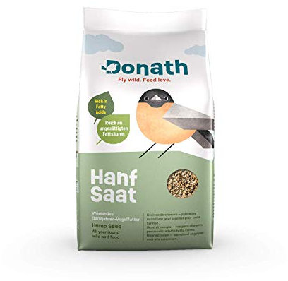 Donath Hanfsaat - Hanfsamen sind kleine Kraft- und Vitalpakete - mit vielen wertvollen Fettsäuren - wertvolles Ganzjahres Wildvogelfutter - aus unserer Manufaktur in Süddeutschland - 2 Kg