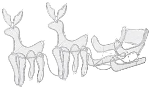 vidaXL Weihnachtsbeleuchtung 2 Rentiere Schlitten Beleuchtet Rentierschlitten Weihnachtsdeko Weihnachten Lichterkette Dekofigur Mesh 648 LEDs