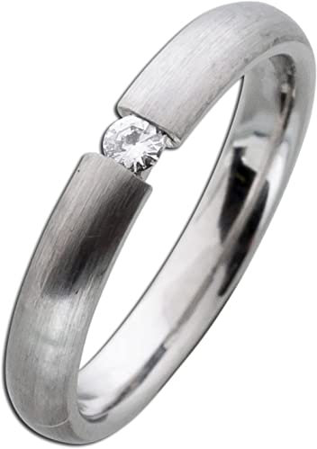 Ch.Abramowicz Solitärring Platin 950 1Brillant 0,05ct W/SI mattiert Spannringoptik 18