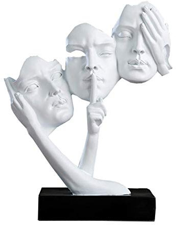 Siunwdiy Abstrakte Statue Dekoration,Menschliche Ornamente,Skulptur Der DREI Weisen Männer Wie DREI Weise Affen, Akzente, See No Evil, Hear No Evil, Speak No Evi,Weiß