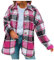 UJUNAOR Damen Langarm Revers Kariertes Hemd Jacke Strickjacke Langarm Stricken Cardigan Kurz für Herbst Winter