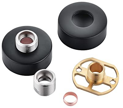 ENKI, P14, Black, Round Easy Fix Kit Bracket for Thermostatic Mixer Bar, Modern Bathroom Accessories, Solid Brass Body Finish