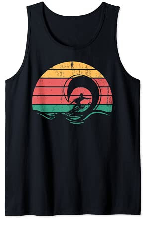 Retro Vague Planche De Surf Surfeur Athlète Surfant Débardeur
