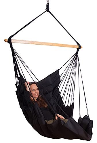 SoftChair Black Hängesessel gepolstert wetterfest Uni schwarz