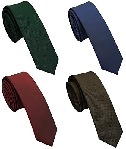 ZENXUS Extra lange schmale Krawatten für große und große Männer, 160 cm lang, 4 Stück, Grün, Marineblau, Braun, Burgunderrot, X-Large