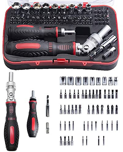 HIOD Set di Teste per Cacciavite a Brugola con Chiave a Brugola da 61 Pezzi Torx Esagonale per Utensili Manuali con Custodia in Plastica Plastic