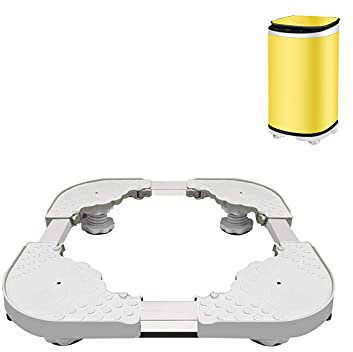 Mini Support de Machine à Laver 4 Pieds Base de Frigo de Sèche-linge Réglable en Longueur/Profondeur 32-42cm Support lave-vaisselles Stent cuisinières Charge 50 kg Hauteur 6-7cm