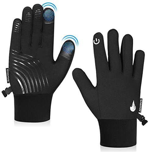 Gants d'hiver chauds pour cyclisme, course à pied, homme et femme, écran tactile, thermiques, coupe-vent, antidérapants, pour la conduite, les sports de plein air, la randonnée, la marche (L, noir)
