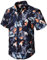 Enlision Chemise Hawaienne Homme Bleu Funky Casual Manches Courtes Chemises à Fleurs pour l'été à Hawaii Holiday Beach Aloha Shirt avec Poche Avant,Bleu Marine,M