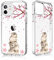 Losvick Case for iPhone 12 Mini, Flower Pink Mignon Design Animal Transparent Rear Motif with TPU Bumper Shockproof Protection for iPhone 12 Mini, 5.4 inch