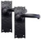 Golden Grace Antique Plain Design Door Handles Latch in Black Finish - 1 Pair - 150mm x 52mm