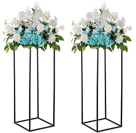 Inweder Black Tall Plant Stand: 31.5in, With Metal Panel, Packs of 2