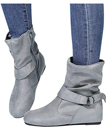 Kobilee Stivaletti Bassi Donna Cowboy Chunky Scamosciati Ankle Chelsea Boots Pelle Morbidi Stringati Stivali Calzino Stivaletti Eleganti Autunnali Invernali Comode con Tacco Anfibi