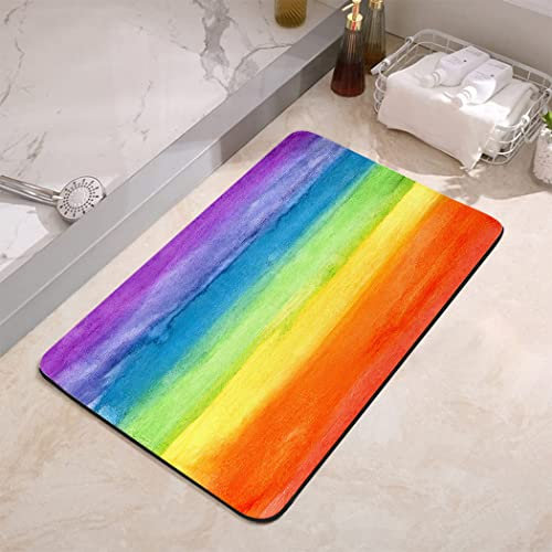 YISUMEI Badezimmerteppich 42x60 cm Badematte Rutschfester Waschbar Absorbierender Badvorleger Schnelltrocknend(Farbverlauf Regenbogen)