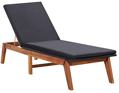 MNISDFL Recliner Outdoor Wooden Garden Lounge Chairs Patio Lounger Sun Lounger with Cushion Poly Rattan and Solid Acacia Wood Suitable for Beach, Poolside and Patio