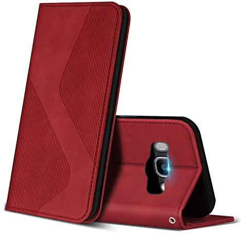 ZONNAVI Hülle für Samsung Galaxy J7 2016, PU Leder Handyhülle mit Kartenfächer und Standfunktion, Lederhülle Flip Wallet Case Schutzhülle für Samsung J7 2016 (Rot)