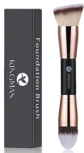 KINGMAS Pinceau de maquillage à double extrémité biseautée/conique pour mélanger la poudre liquide, anti-cernes, crème cosmétique, pinceau à blush