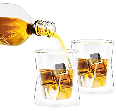 Ozeri Moderna Artisan Series 10 oz Double Wall Whiskey Glasses – Set of 2