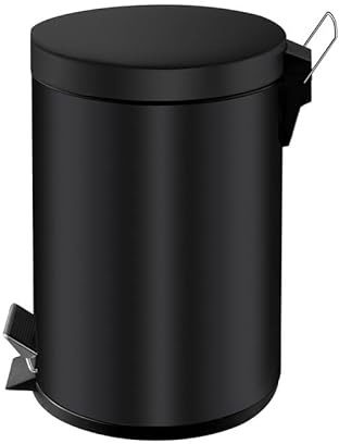PROREGAL Runder Tretabfallsammler mit herausnehmbaren Kunststoff-Inneneimer | 3 Liter, HxBxT 27x19,5x17cm | Schwarz