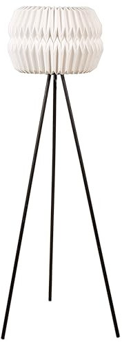 Beliani Dreibein Stehlampe mit Papierschirm Modernes Design Minimalistischer Stil Schwarze Metallbeine Hunter