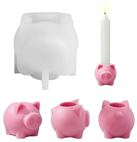 Schwein Silikonform Kerzenhalter, Silikonformen Gießformen, Silikonform Weihnachten, Gießformen Silikon, Silikon Gießform Kerzenhalter, DIY Gießformen für Beton Stabkerzenhalter Silikonform