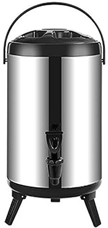 Picknick-tragbarer eisbehälter, isolierter getränkespender aus edelstahl, kaltgetränke & heiße milch tee-wasser-krug, thermobehälter für alle getränke,Schwarz,10L