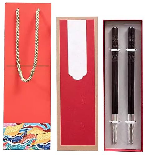 BBAUER Metal Chopsticks chop Sticks Chopsticks reusableHousehold Sterling Silver Chopsticks, 2 Pairs of Dragon and Phoenix Chopsticks Set(Color:A,Size:)