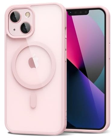 oakxco für iPhone 13 Mini/ 12 Mini Hülle Magsafe Durchsichtig, Klar Magnetisch Induktives Laden Handyhülle Bunt Dünn Silikon & Transparent Hart Plastik, Cute Einfarbig Handy Hülle für Mädchen, Rosa