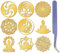 craspire 9 Stück Goldene Metallaufkleber Mit Datura-Buddha-Muster, Blumenaufkleber Mit Pinzette, Orgonit-Aufkleber, Wasserdicht, Selbstklebend, Dekorationsaufkleber, Abziehbilder Für Sammelalben