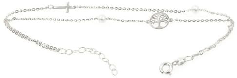 AFCJLTO 1pcs Bracciale in argento con albero della vita da donna, Bracciale Dona Perle Albero della Vita in Argento, Regalo per Ragazze Adolescenti - Lunghezza Regolabile