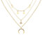 HSAJS Kette Damen Halskette Layered Set mit Stern Mond Anhänger Verstellbare Halskette Boho Kette Hypoallergene Modeschmuck Geburtstags und Weihnachten Geschenk (Gold)