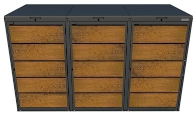 MBOX24 Mülltonnenbox 3er für 240 Liter Mülltonne | Golden Oak |Mülltonnenverkleidung | Mülltonnenhaus | Box für Mülltonnen | Mülltonnenunterstand | Mülltonneneinhausung