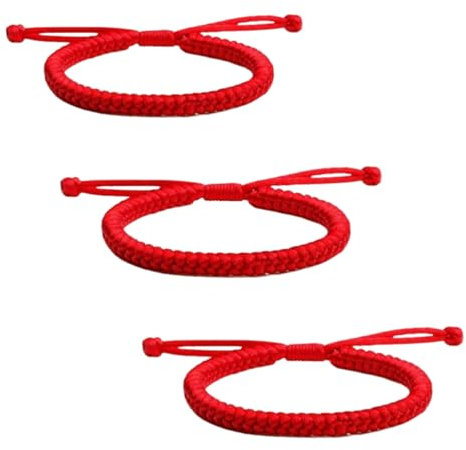 Fc'Noqgn 3 pièces Bracelets porte-bonheur et cadeaux bouddhistes, faits à la main, ajustables, pour le poignet, unisexe, bracelet d'amitié en tissu tissé