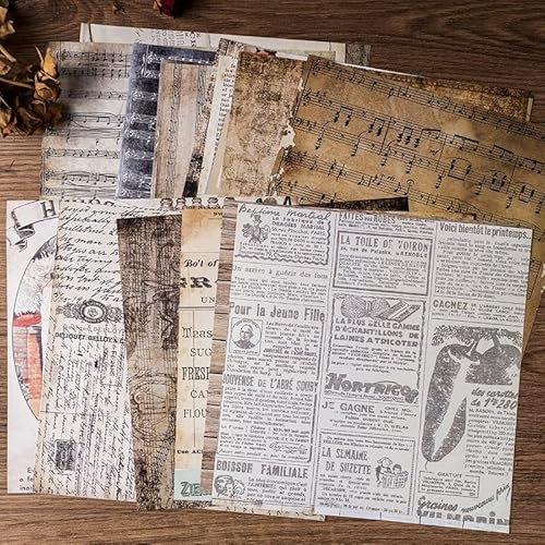 Scrapbook Vintage Style gemustertes dekoratives Papier Journaling Supplies für die Herstellung von Junk Magazine dekorative Karten Album Hintergründe Stempel (T17-20 Stück, 20X20CM)