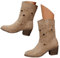 shownicer Stivaletti Corti alla Moda Pelle Scamosciata da Donna Stivali da Cowboy Autunno Inverno Moda Tacco a Blocco Stivali Corti Camoscio Stivali Casual a Tubo Medio E Beige 42