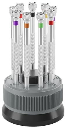 Lot de 9 tournevis d'horloger 0,8 mm à 2,0 mm pour réparation de bijoux, montres, lunettes, électroniques, tournevis à fente
