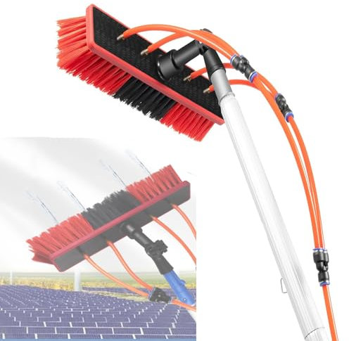 Pulizia Fotovoltaico Kit 3~12 Metri Spazzola per Pannelli Solari Spazzolone per Pulizia Pannelli Fotovoltaici Asta per La Pulizia delle Finestre, Spazzola Telescopica,800cm