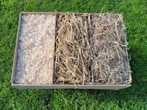 Natural Small Animal Bedding Set, Wood Shavings, Straw and Meadow Hay, Pet Bedding Variety Pack