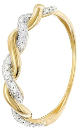 GLIZZ Damenring Mit Diamanten Gold 333/8K elegantes Schmuckstück für Frauen, zauberhaftes Accessoire GL8682-54 Ringgröße 54/17,2
