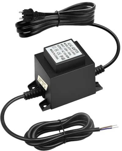 Trasformatore LED 12 V AC/AC 60 W, alimentazione esterna IP68, trasformatore 220 V 12 V con spina, alimentatore LED 12 V per illuminazione LED e pompe per laghetto