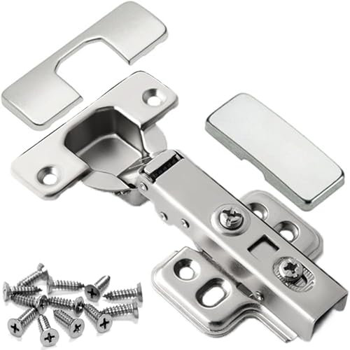 Cupboard Door Hinges, DSL Soft Close Hinges for Kitchen, Wardrobe, Cabinets, Bathroom - with Screws, Full Overlay Mute Door Hinge (Pack of 2)