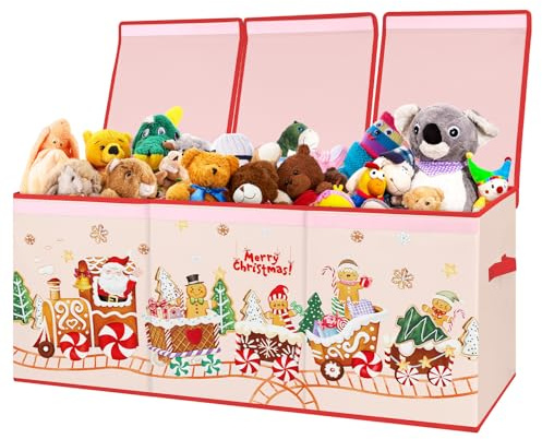 Extra Large Toy Box Storage for Kid Foldable Oxford Organizer Lid Christmas | Foldable Oxford Toy Storage 96×32×40Cm Box Boys, Laundry Basket, Girls, Kids Bedroom, Playroom,Nursery , Lightweight, Handles