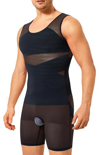 Nebility Men Compression Shirt Vest Slimming Full Body Shaper Tummy control Shapewear Undershirts Workout Waist Trainer Tank Tops